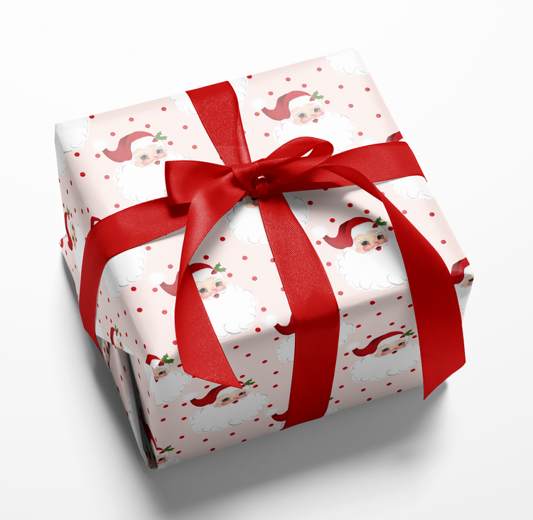 Santa Face Gift Wrap by Oh So Chic Designs