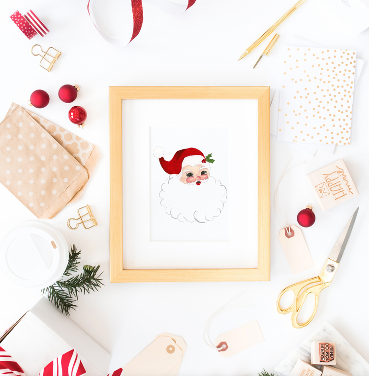 Vintage Jolly Santa Art Print