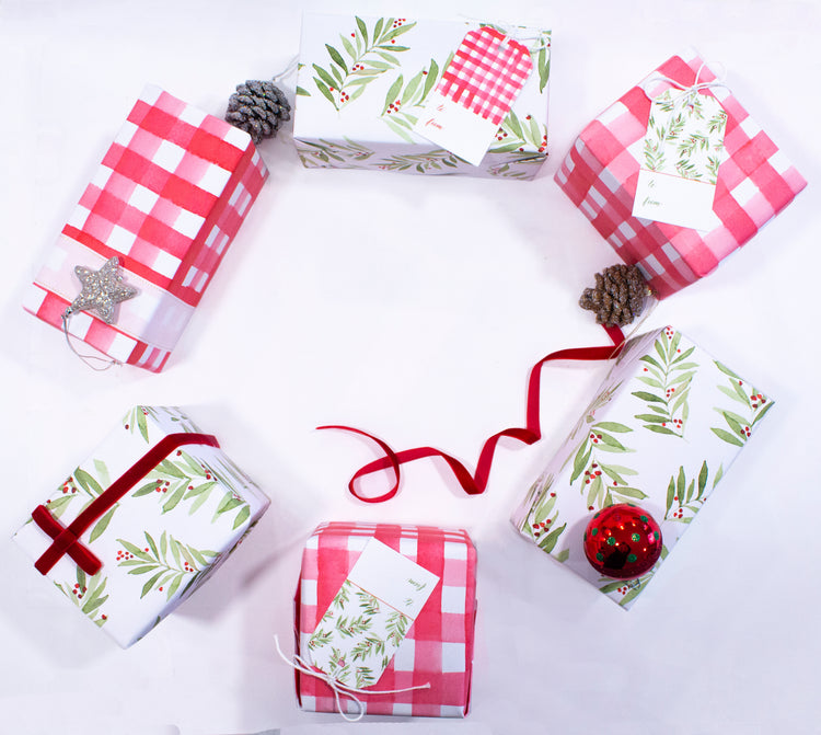 Red Gingham Gift Wrap by Oh So Chic Designs