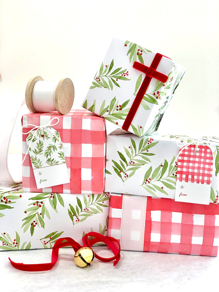 Holiday leaves and berries luxury gift wrap sheets. Perfect for gift giving all winter.