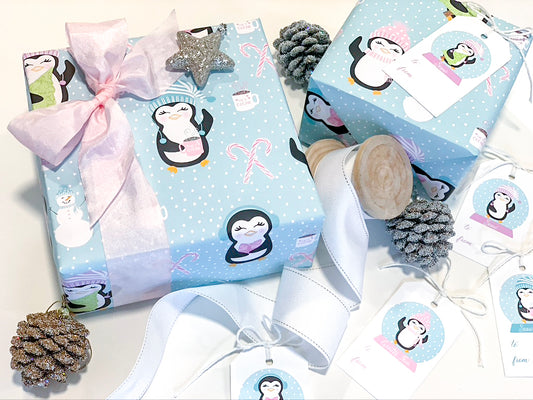 Winter Penguins Gift Wrap