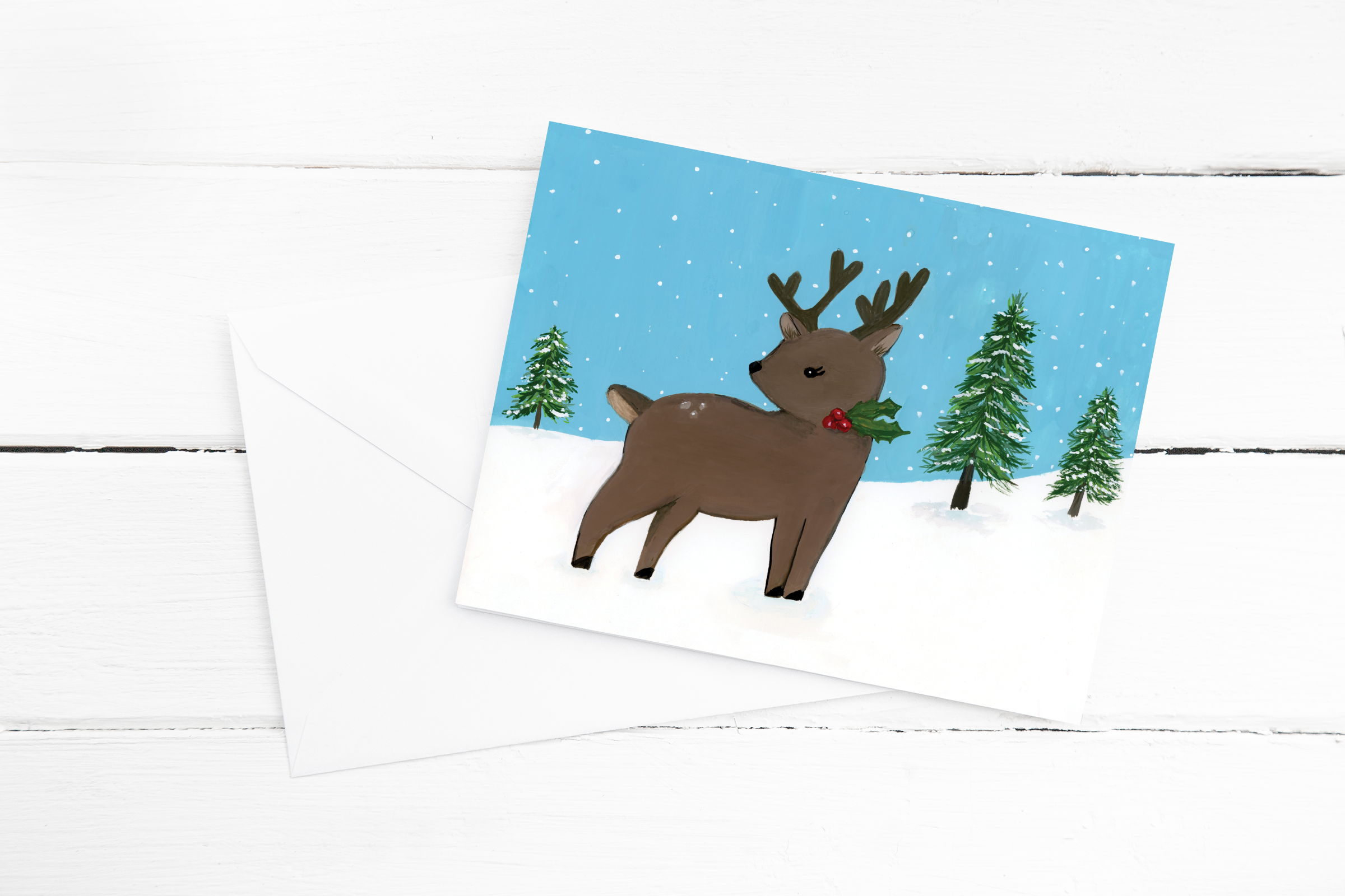 Winter Reindeer Note Card by Oh So Chic Designs