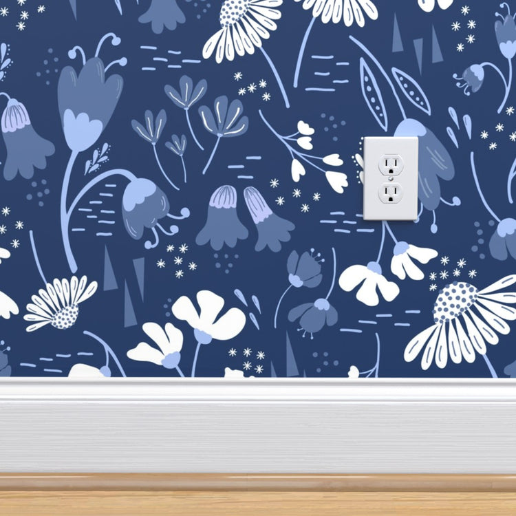 Navy Mystical Garden Removable Wallpaper | Peel & Stick or Pre-pasted