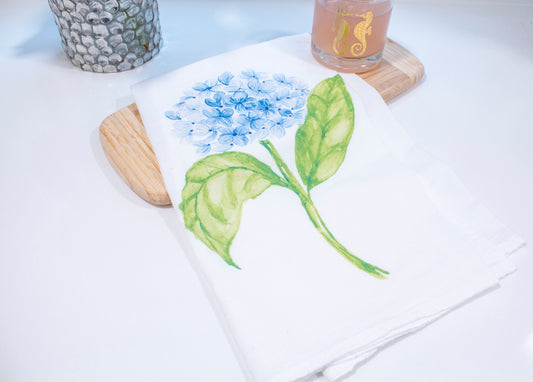 Hydrangea Watercolor Tea Towel