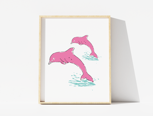 Pink Dolphin Art Print