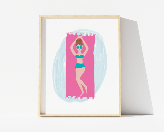 Beach Babe - Brunette Art Print